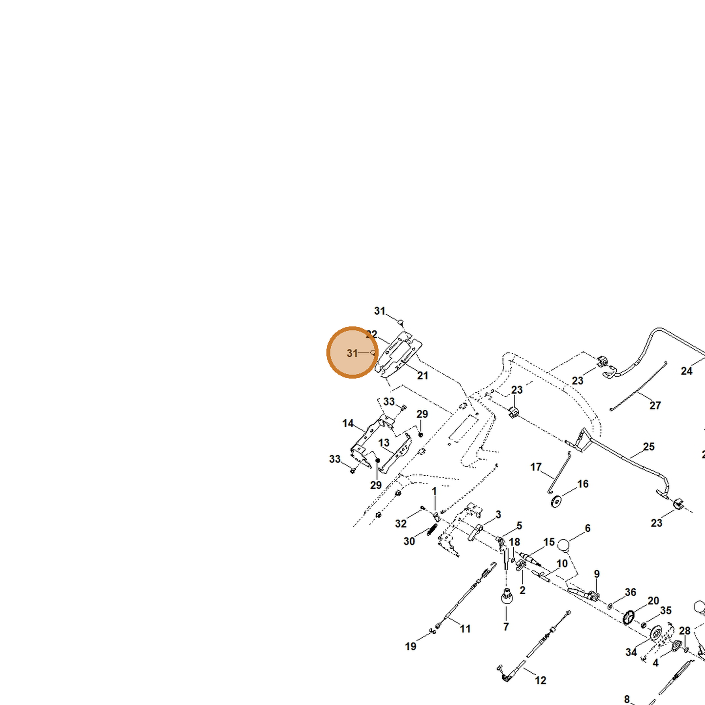 STIHL part 9027-068-1280 — IPL diagram snippet (6x zoom, amber highlight)