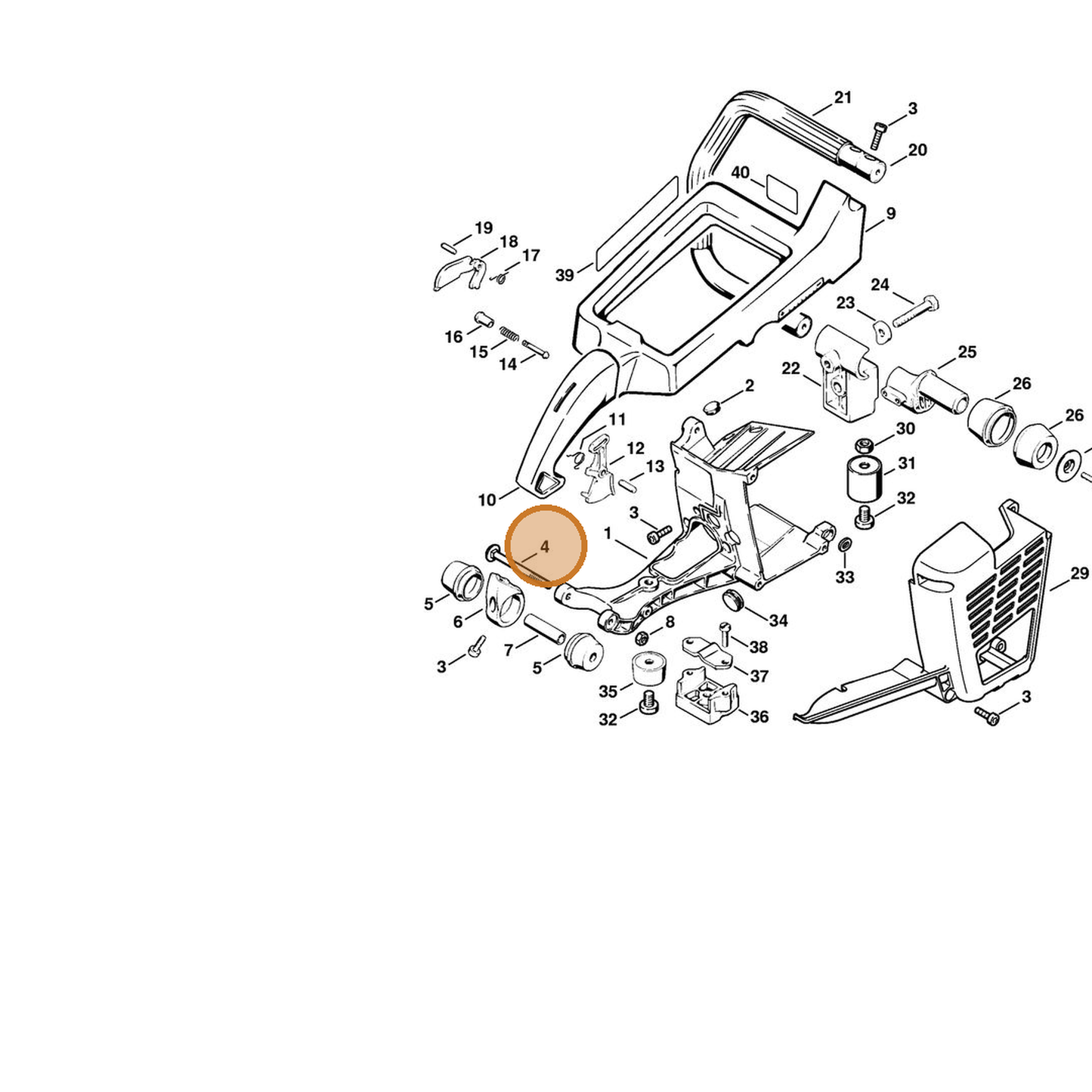 STIHL part 9027-068-1480 — IPL diagram snippet (6x zoom, amber highlight)