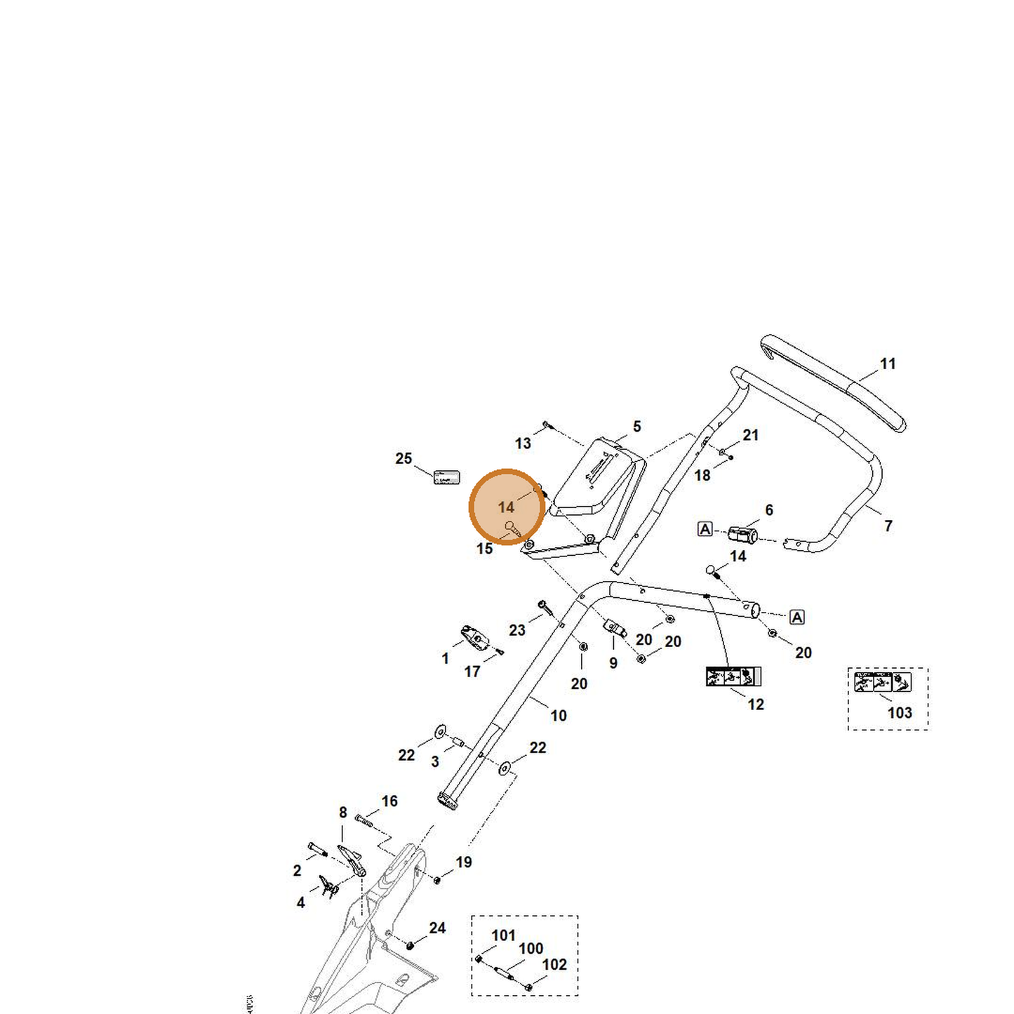 STIHL part 9027-068-1930 — IPL diagram snippet (6x zoom, amber highlight)