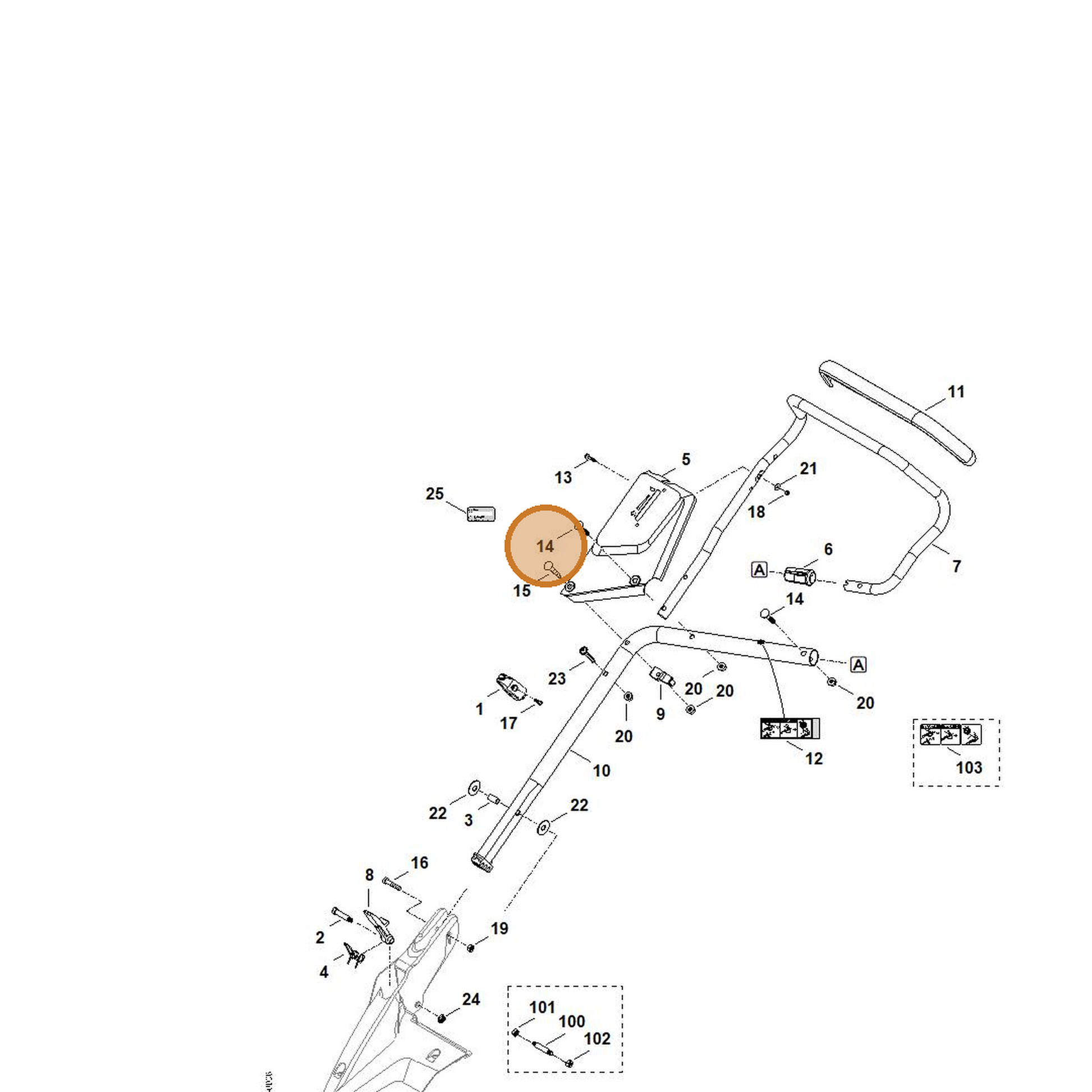 STIHL part 9027-068-1930 — IPL diagram snippet (6x zoom, amber highlight)