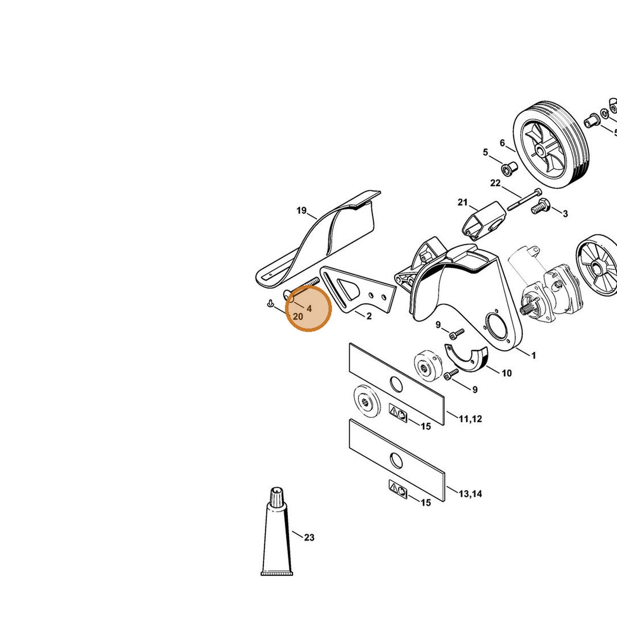 STIHL part 9027-068-1972 — IPL diagram snippet (6x zoom, amber highlight)