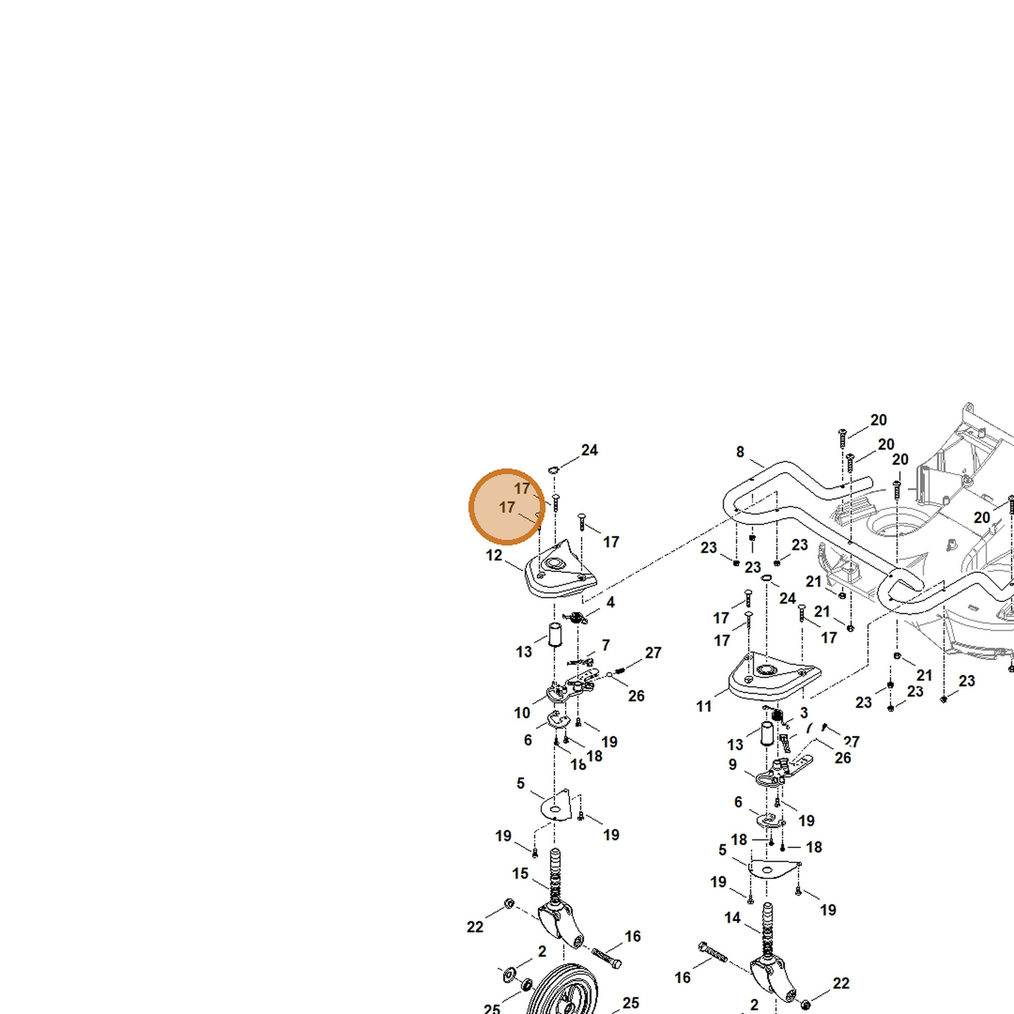 STIHL part 9027-318-1400 — IPL diagram snippet (6x zoom, amber highlight)