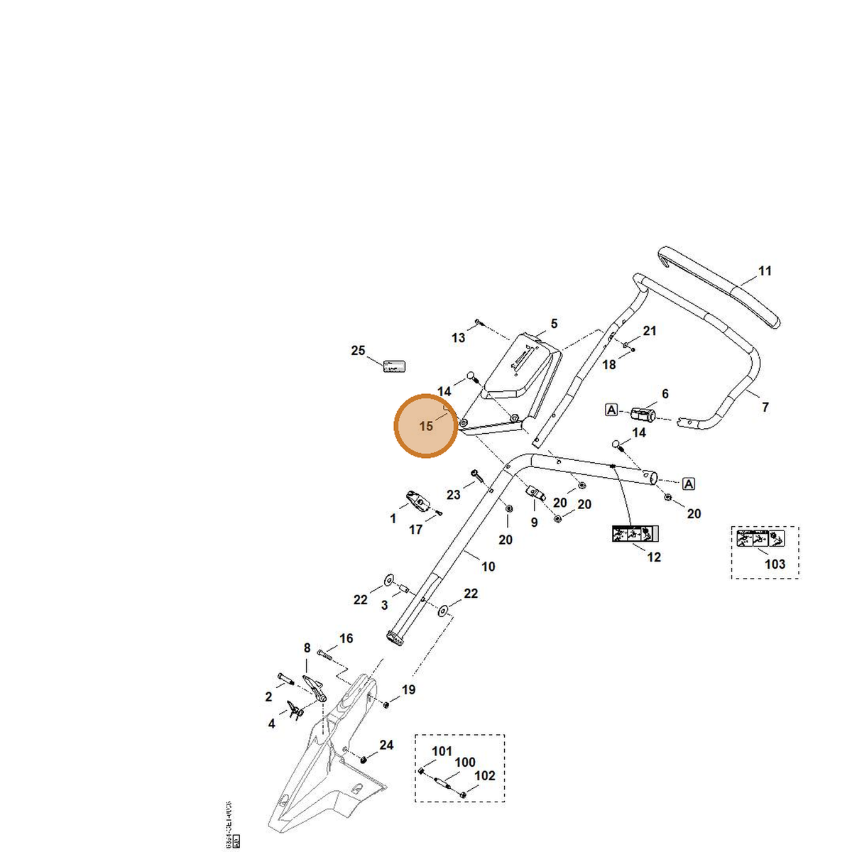 STIHL part 9027-318-1970 — IPL diagram snippet (6x zoom, amber highlight)