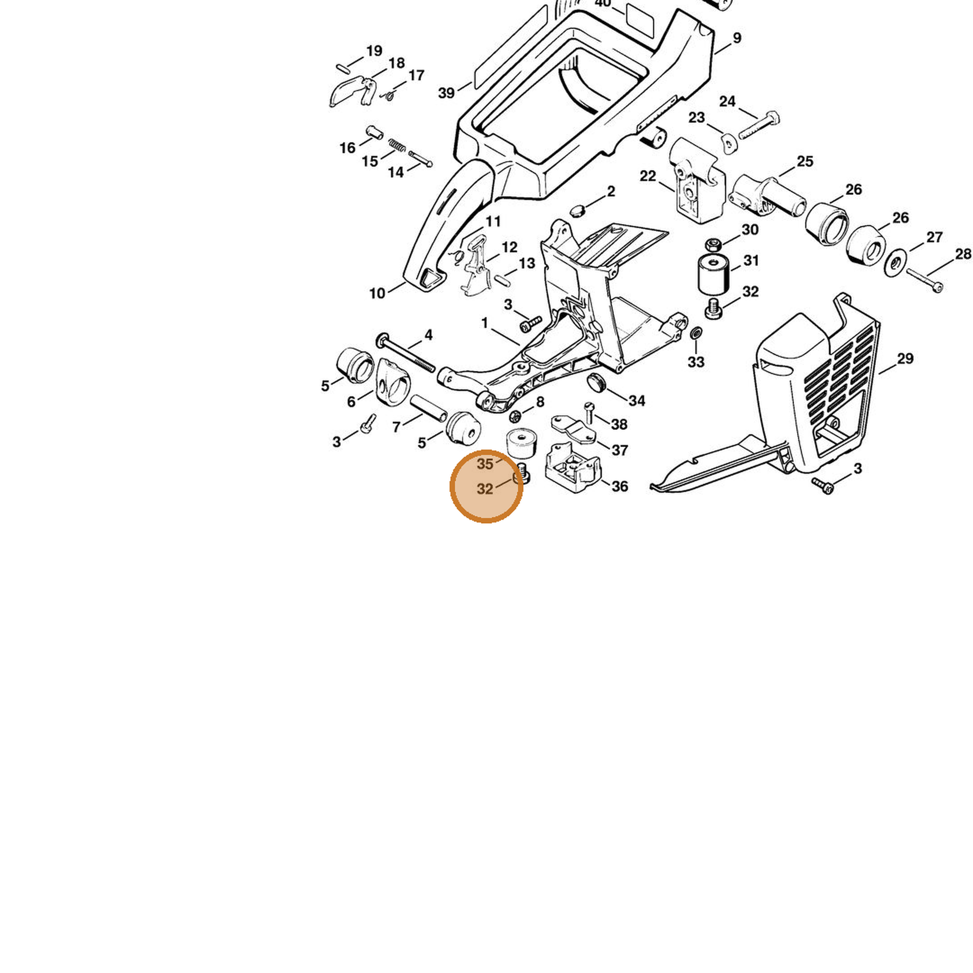 STIHL part 9037-319-1750 — IPL diagram snippet (6x zoom, amber highlight)