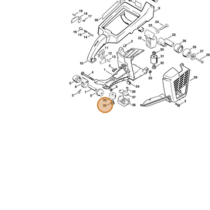 STIHL part 9037-319-1750 — IPL diagram snippet (6x zoom, amber highlight)