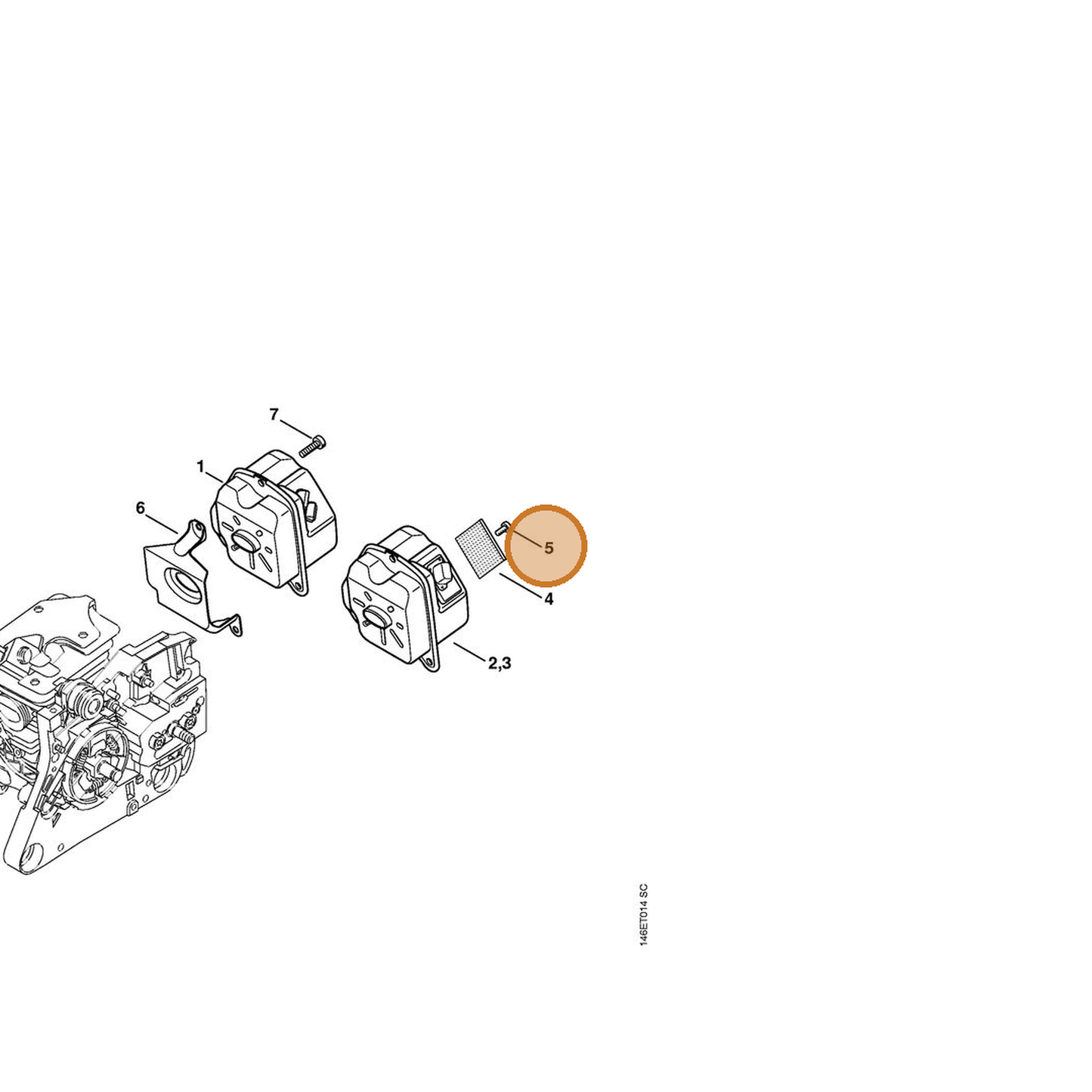 STIHL part 9039-448-0656 — IPL diagram snippet (6x zoom, amber highlight)