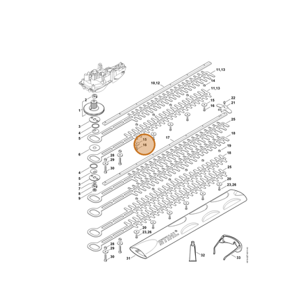 STIHL part 9039-488-0652 — IPL diagram snippet (6x zoom, amber highlight)
