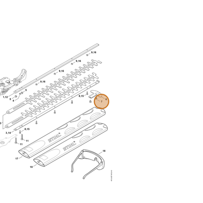 STIHL part 9039-488-0953 — IPL diagram snippet (6x zoom, amber highlight)