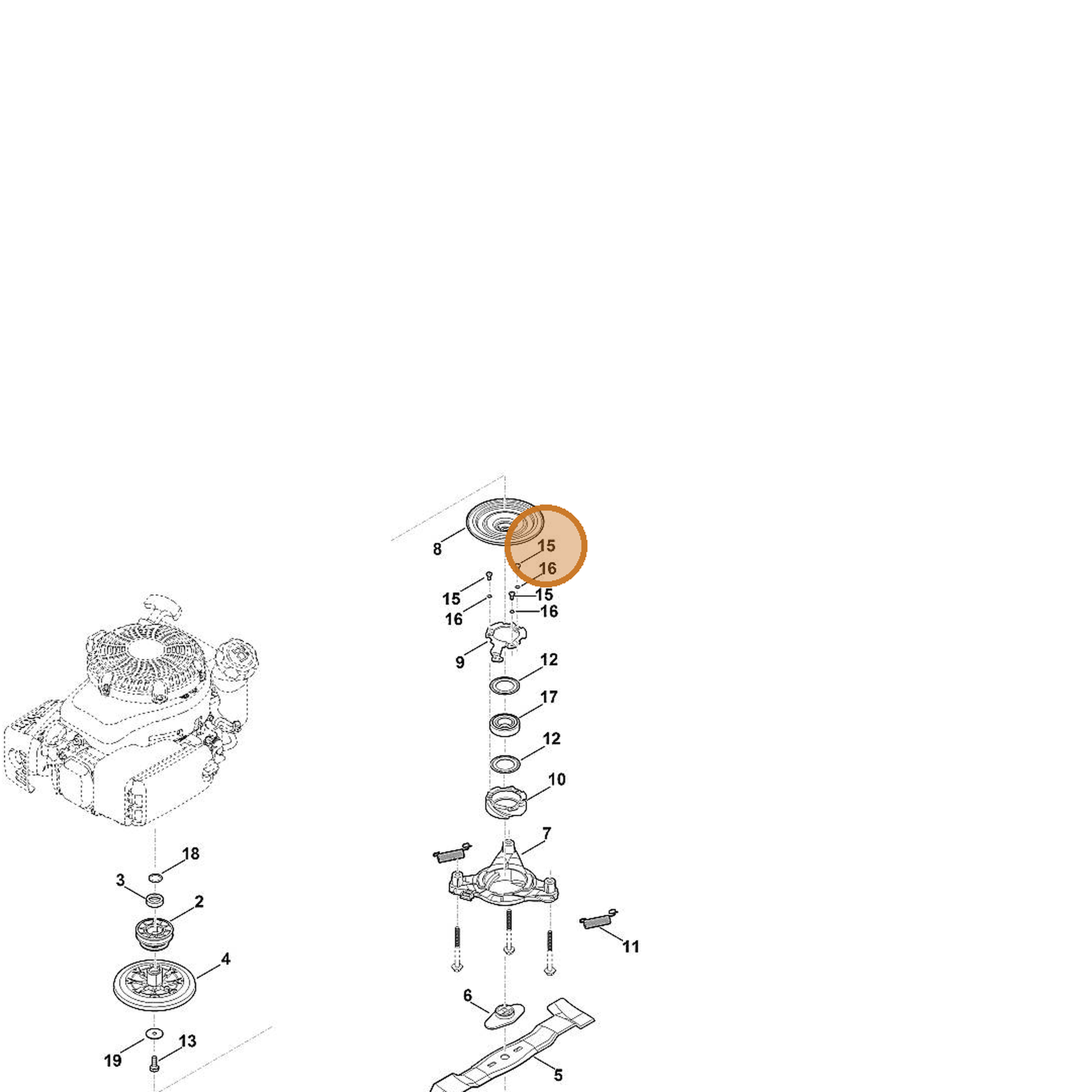STIHL part 9039-488-1266 — IPL diagram snippet (6x zoom, amber highlight)