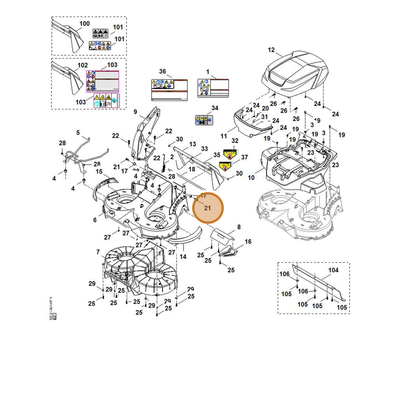 STIHL part 9039-488-1835 — IPL diagram snippet (6x zoom, amber highlight)