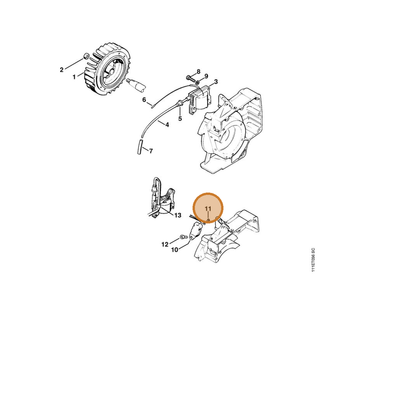 STIHL part 9041-216-0300 — IPL diagram snippet (6x zoom, amber highlight)