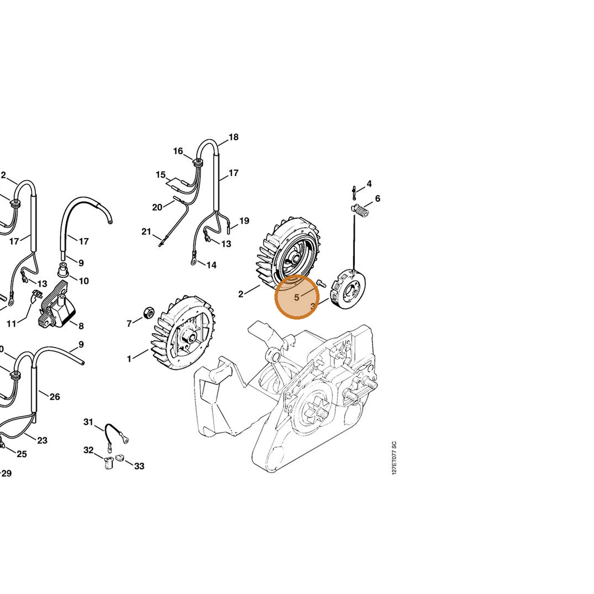 STIHL part 9041-216-0540 — IPL diagram snippet (6x zoom, amber highlight)