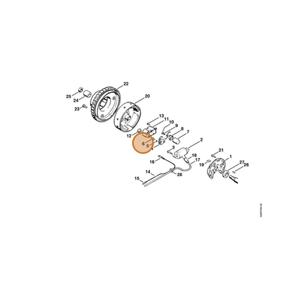 STIHL part 9041-216-0630 — IPL diagram snippet (6x zoom, amber highlight)