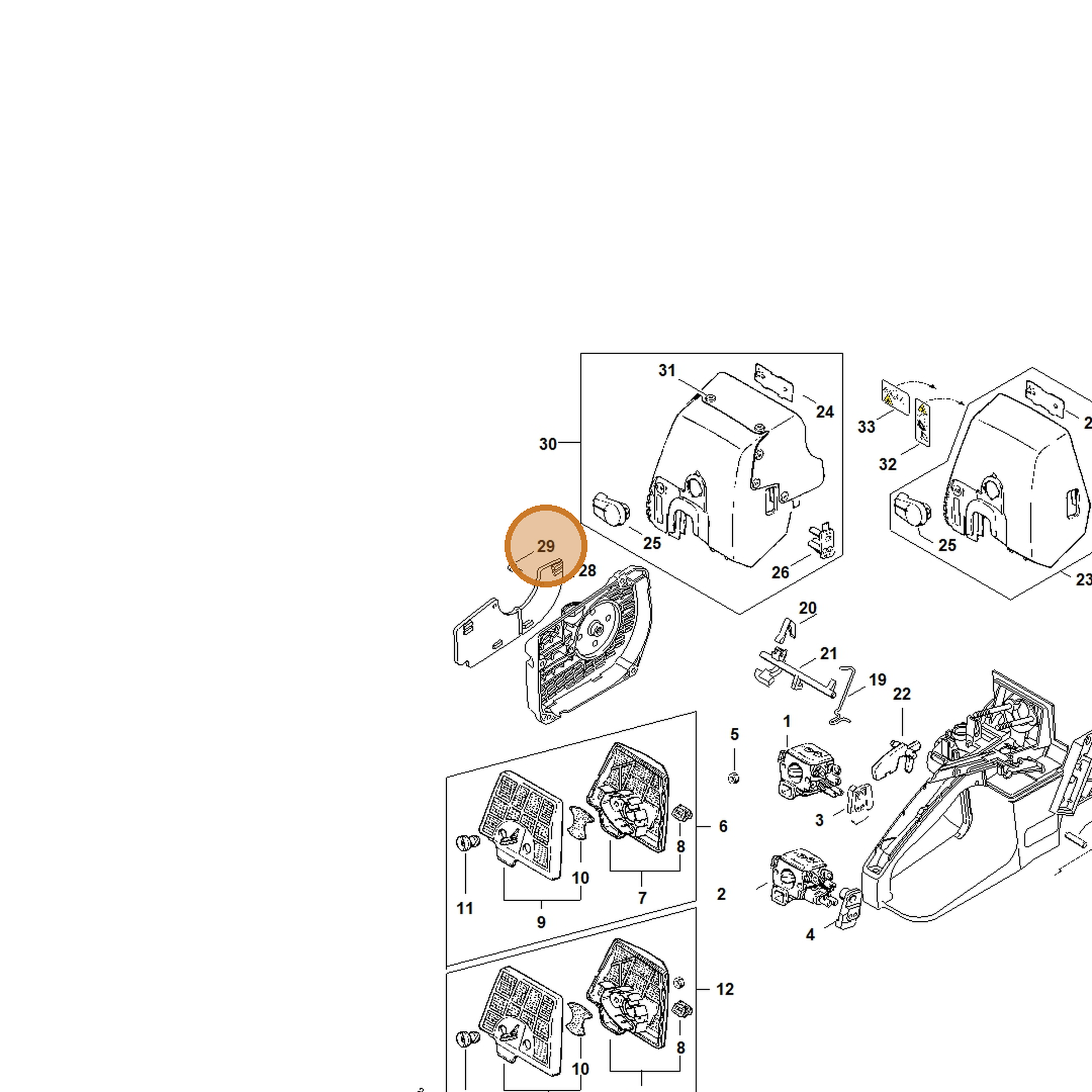 STIHL part 9041-216-0650 — IPL diagram snippet (6x zoom, amber highlight)