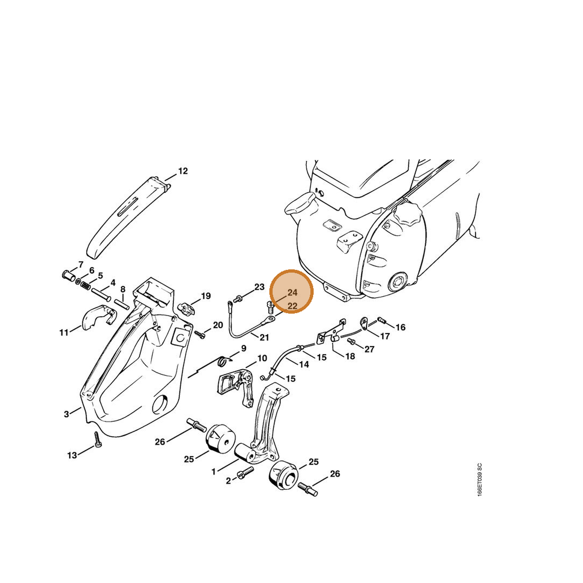 STIHL part 9041-216-1260 — IPL diagram snippet (6x zoom, amber highlight)