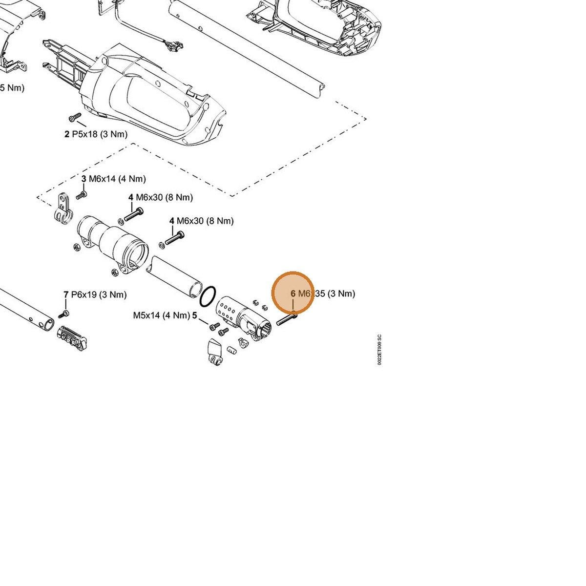 STIHL part 9041-424-1380 — IPL diagram snippet (6x zoom, amber highlight)