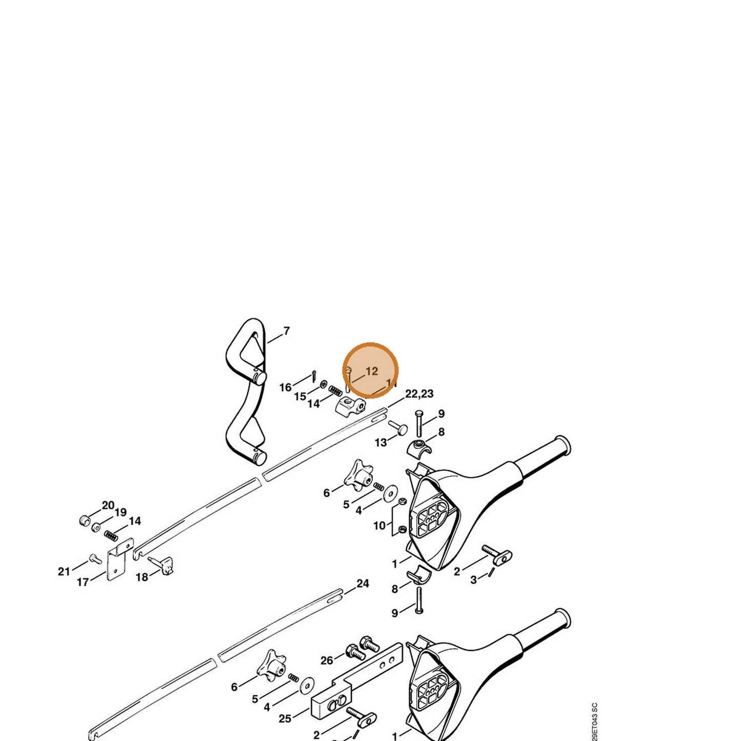 STIHL part 9042-216-1400 — IPL diagram snippet (6x zoom, amber highlight)