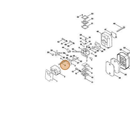 STIHL part 9043-319-1080 — IPL diagram snippet (6x zoom, amber highlight)