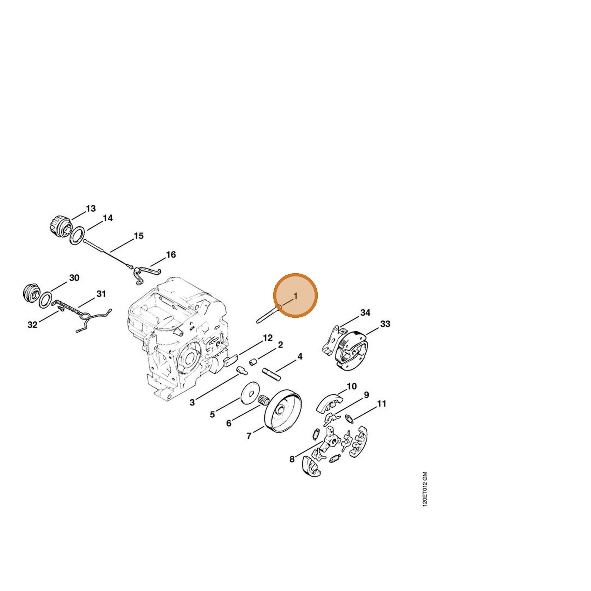STIHL part 9043-319-8100 — IPL diagram snippet (6x zoom, amber highlight)