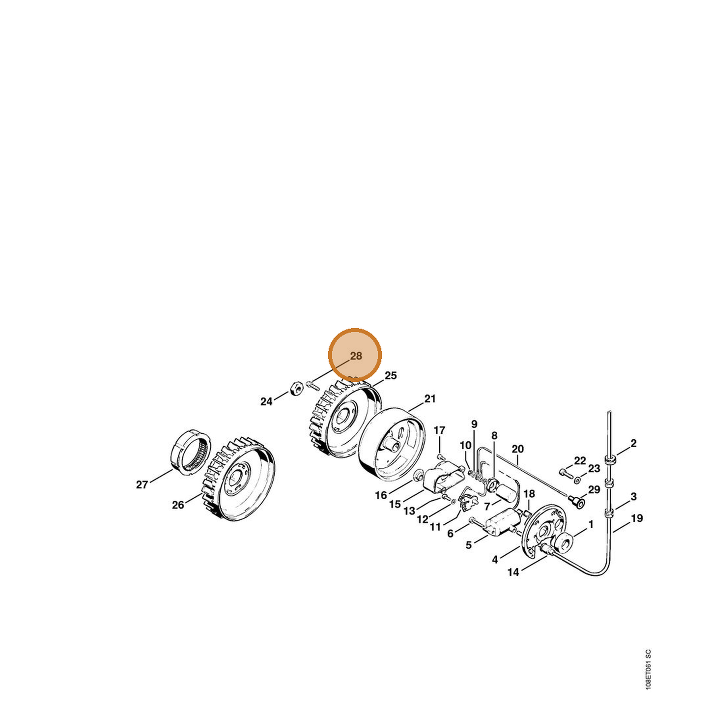 STIHL part 9044-319-0660 — IPL diagram snippet (6x zoom, amber highlight)