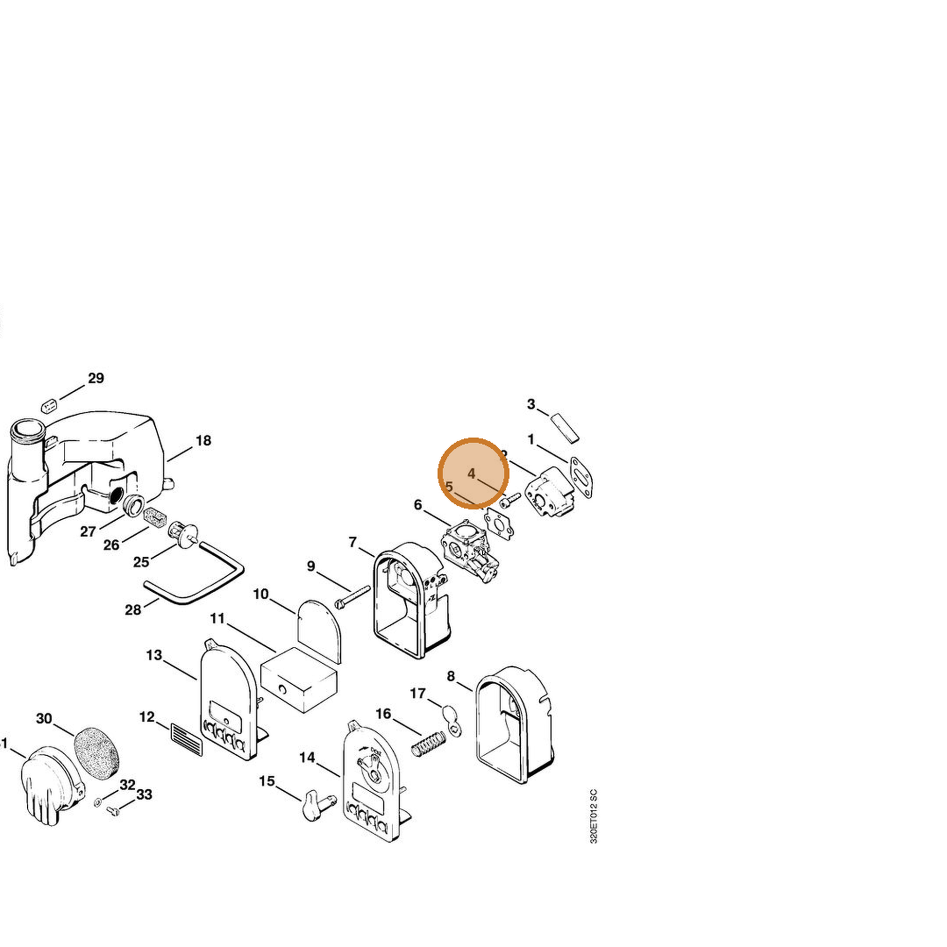 STIHL part 9045-319-1050 — IPL diagram snippet (6x zoom, amber highlight)