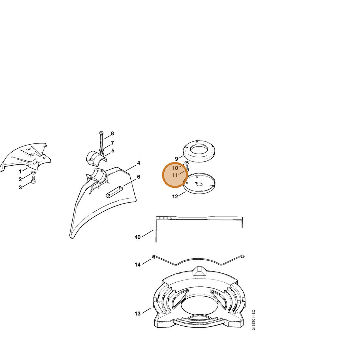 STIHL part 9045-319-1280 — IPL diagram snippet (6x zoom, amber highlight)