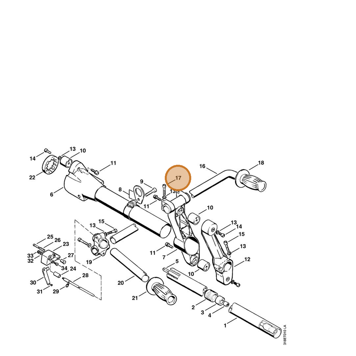 STIHL part 9045-319-1380 — IPL diagram snippet (6x zoom, amber highlight)