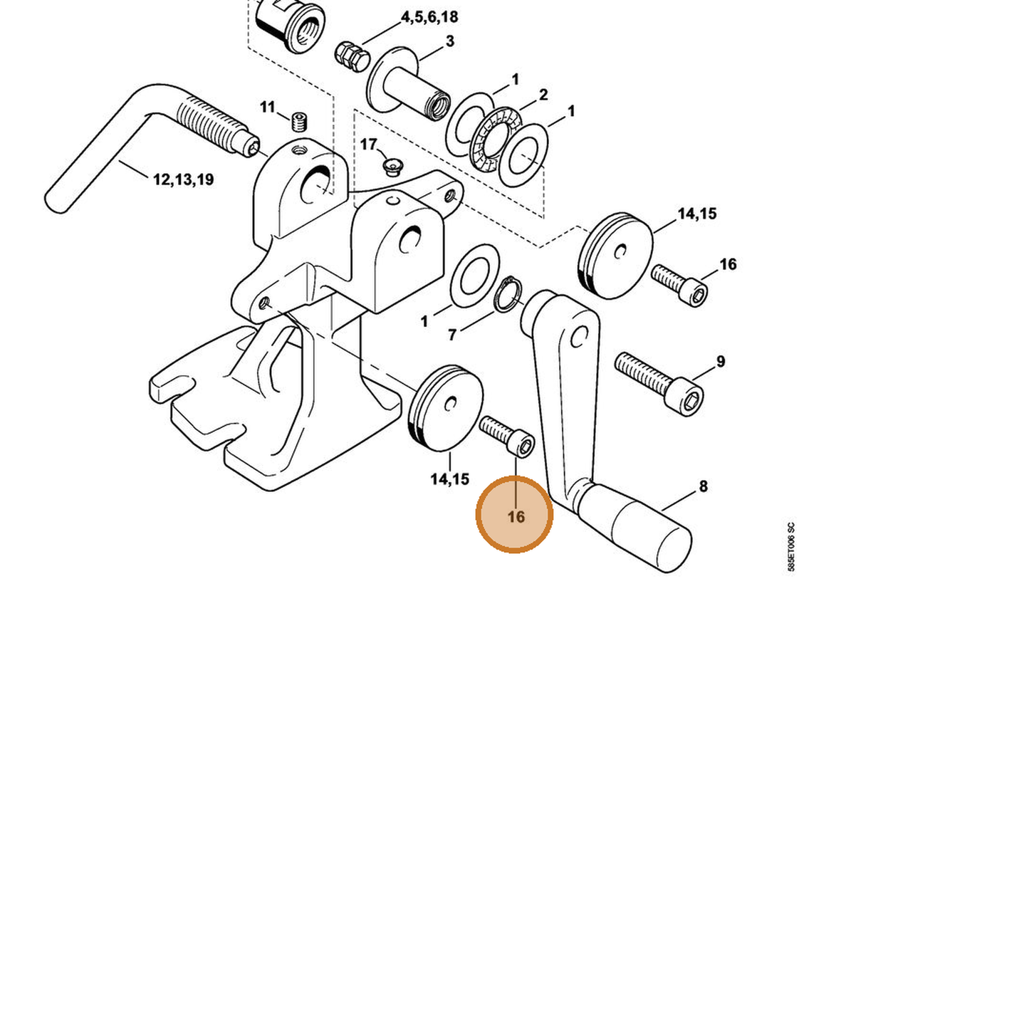 STIHL part 9045-319-9010 — IPL diagram snippet (6x zoom, amber highlight)