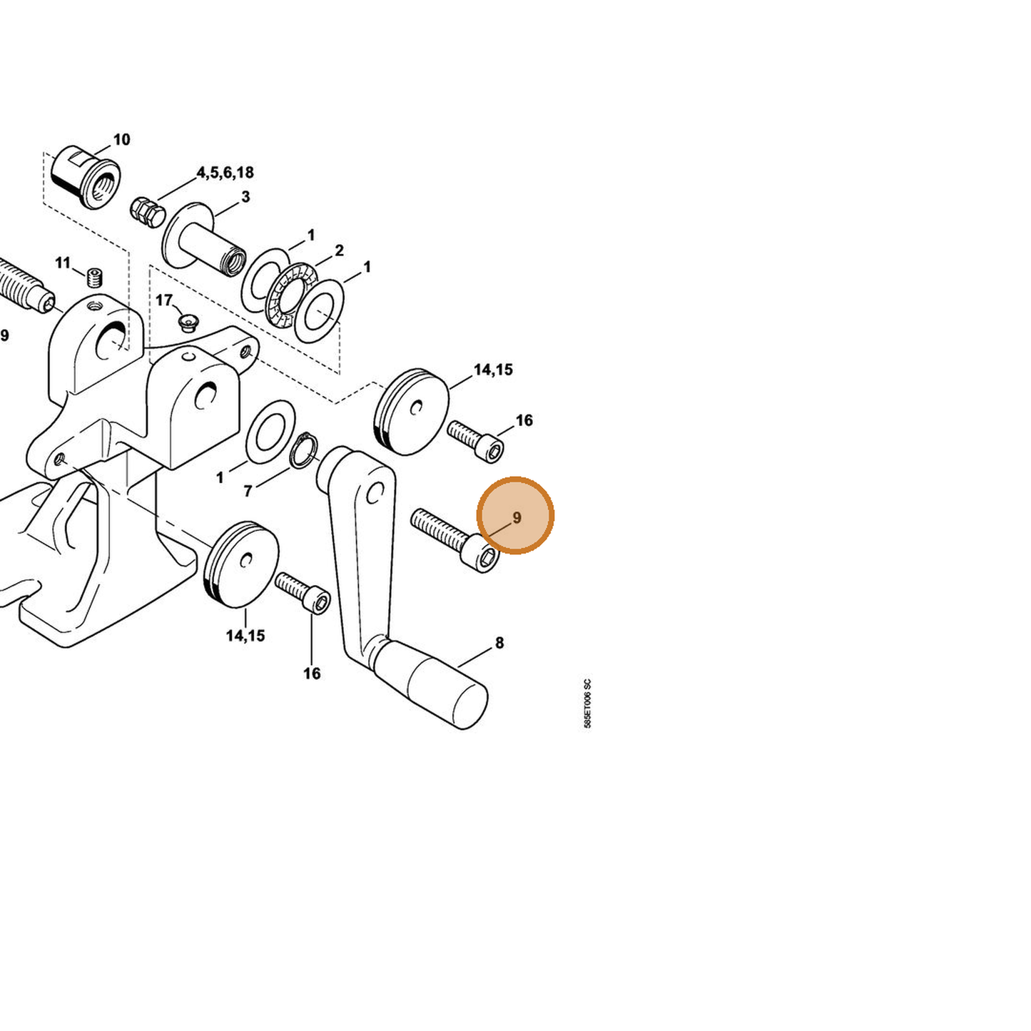 STIHL part 9045-319-9015 — IPL diagram snippet (6x zoom, amber highlight)