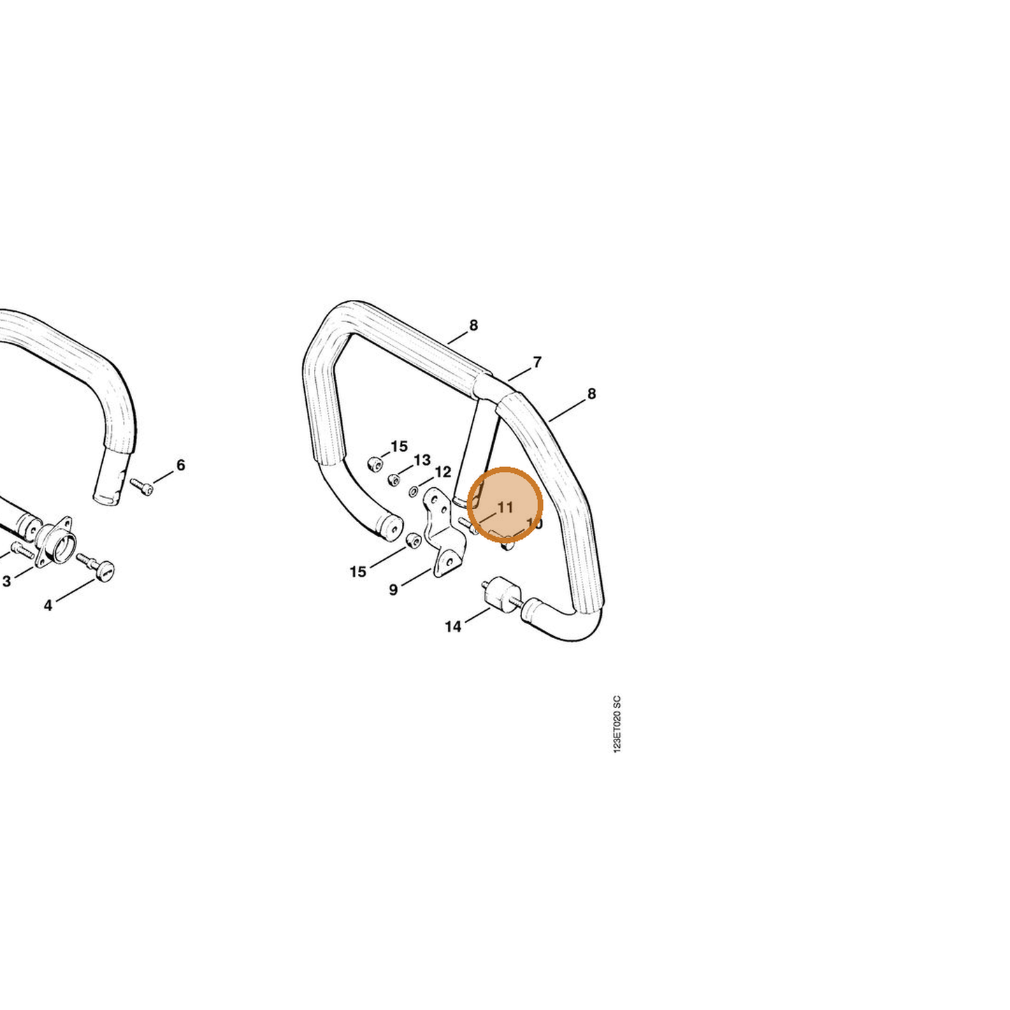 STIHL part 9045-371-0980 — IPL diagram snippet (6x zoom, amber highlight)
