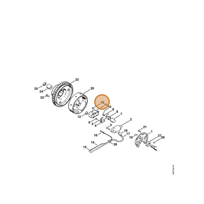 STIHL part 9047-319-0360 — IPL diagram snippet (6x zoom, amber highlight)