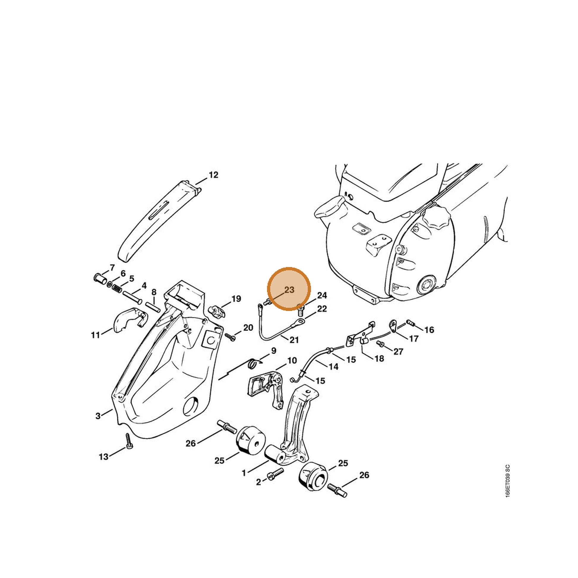 STIHL part 9047-319-0630 — IPL diagram snippet (6x zoom, amber highlight)