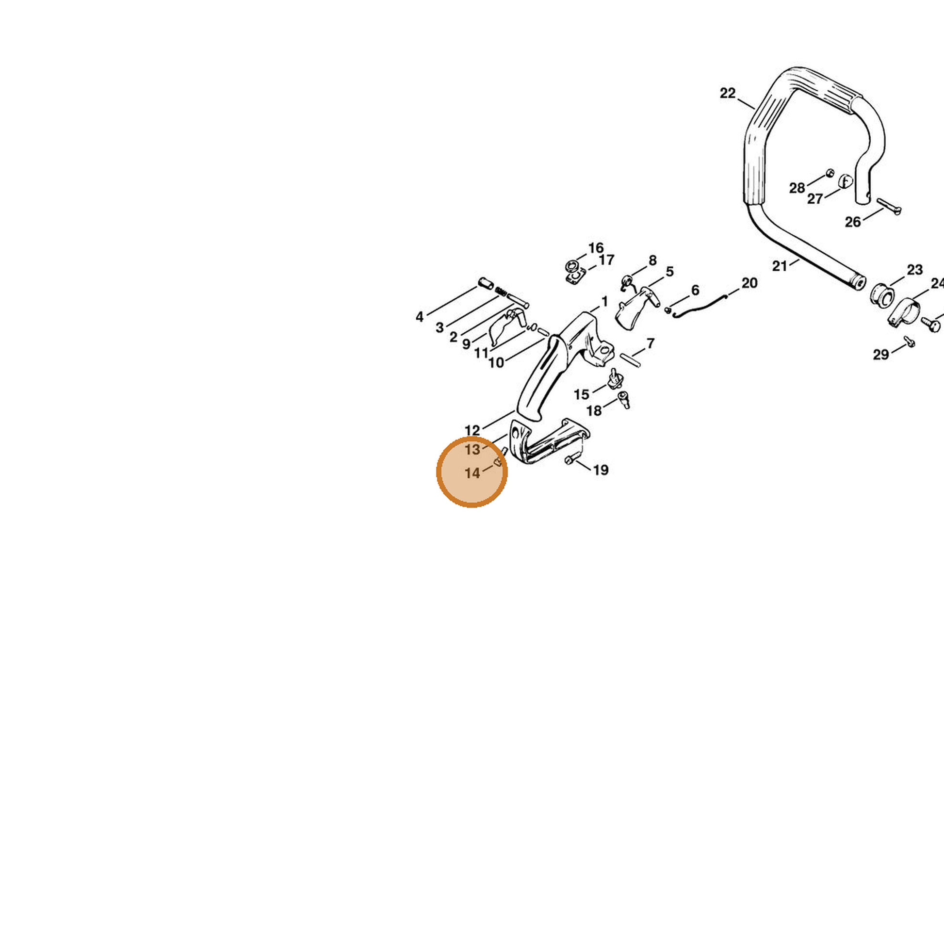 STIHL part 9048-216-1320 — IPL diagram snippet (6x zoom, amber highlight)