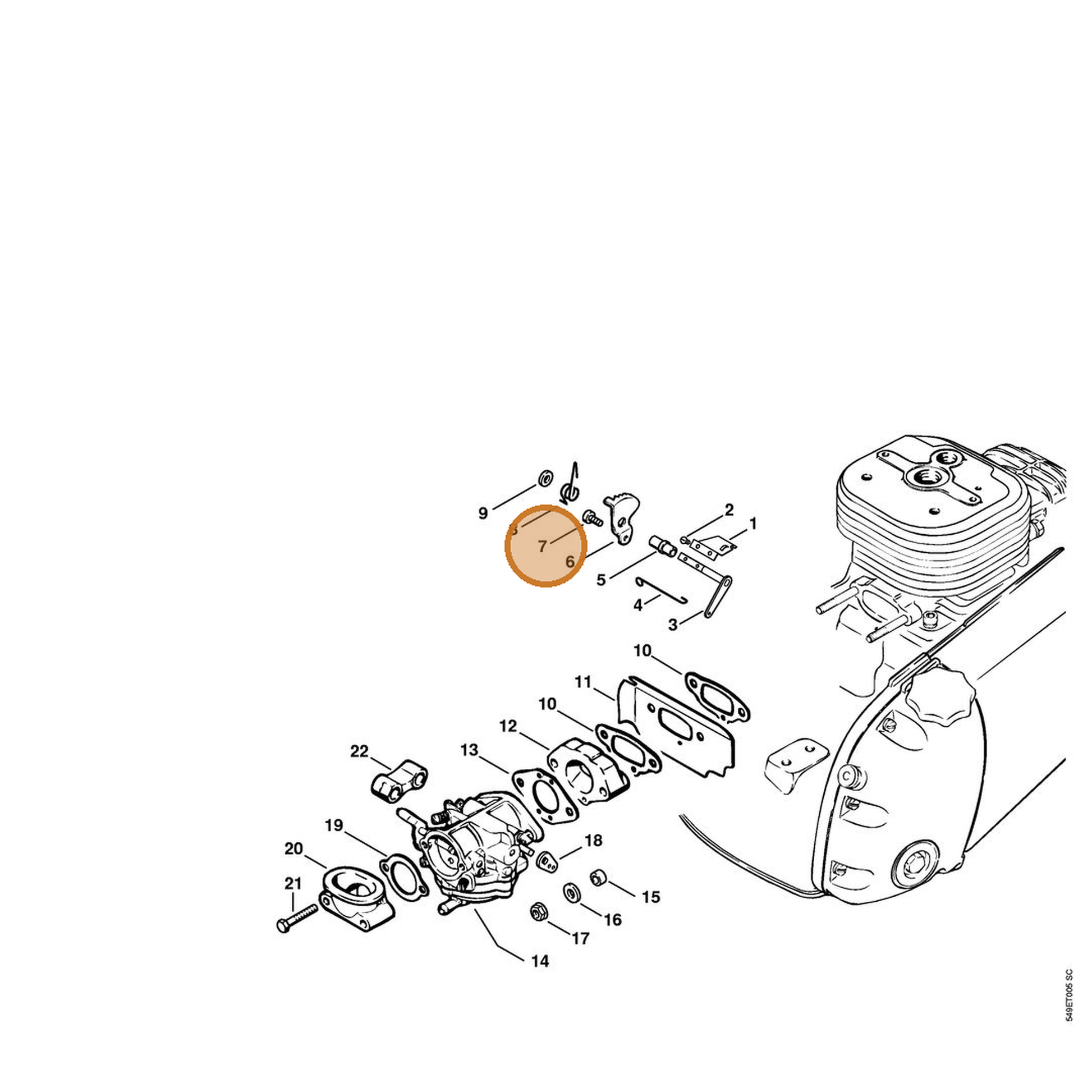 STIHL part 9048-319-0650 — IPL diagram snippet (6x zoom, amber highlight)