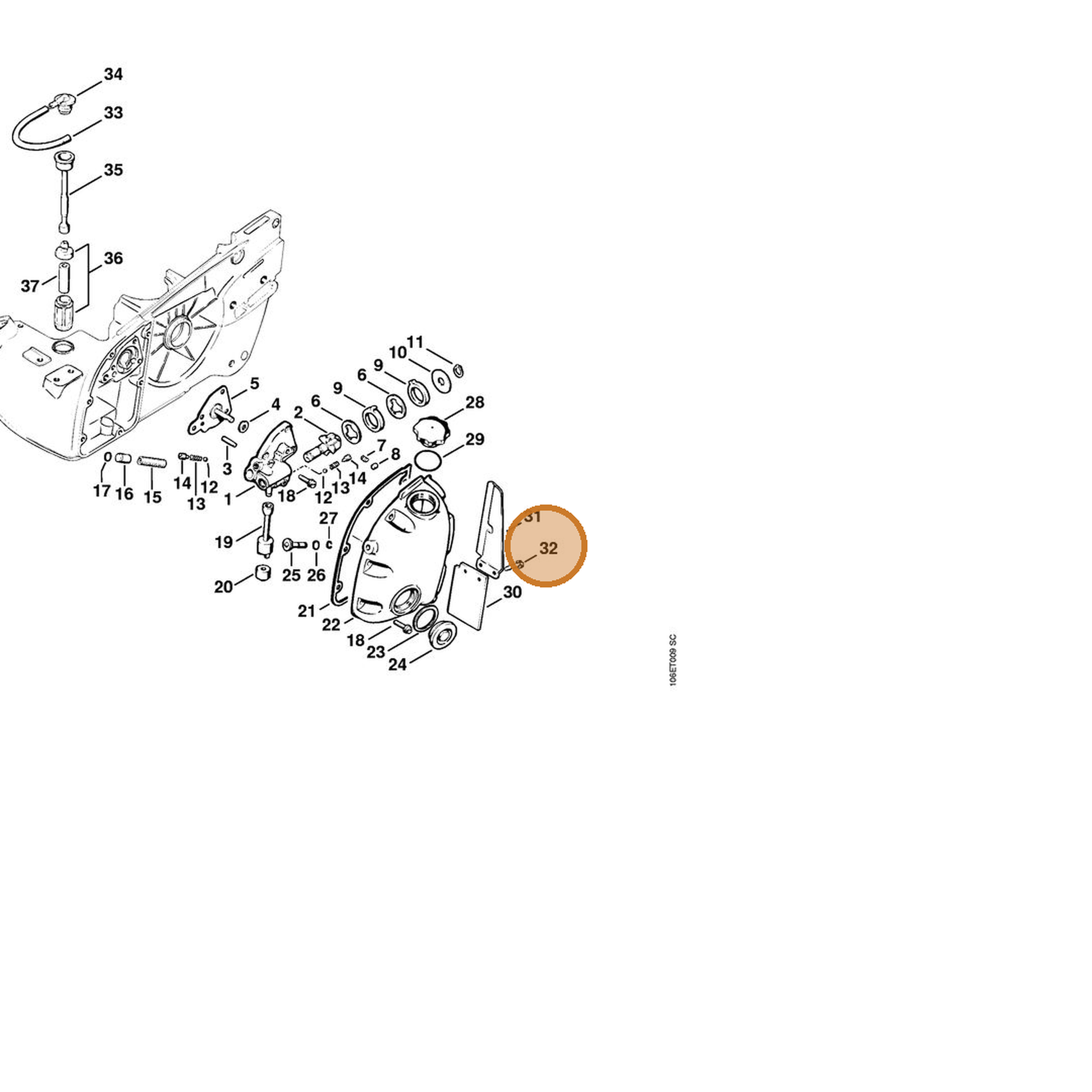 STIHL part 9048-319-0680 — IPL diagram snippet (6x zoom, amber highlight)