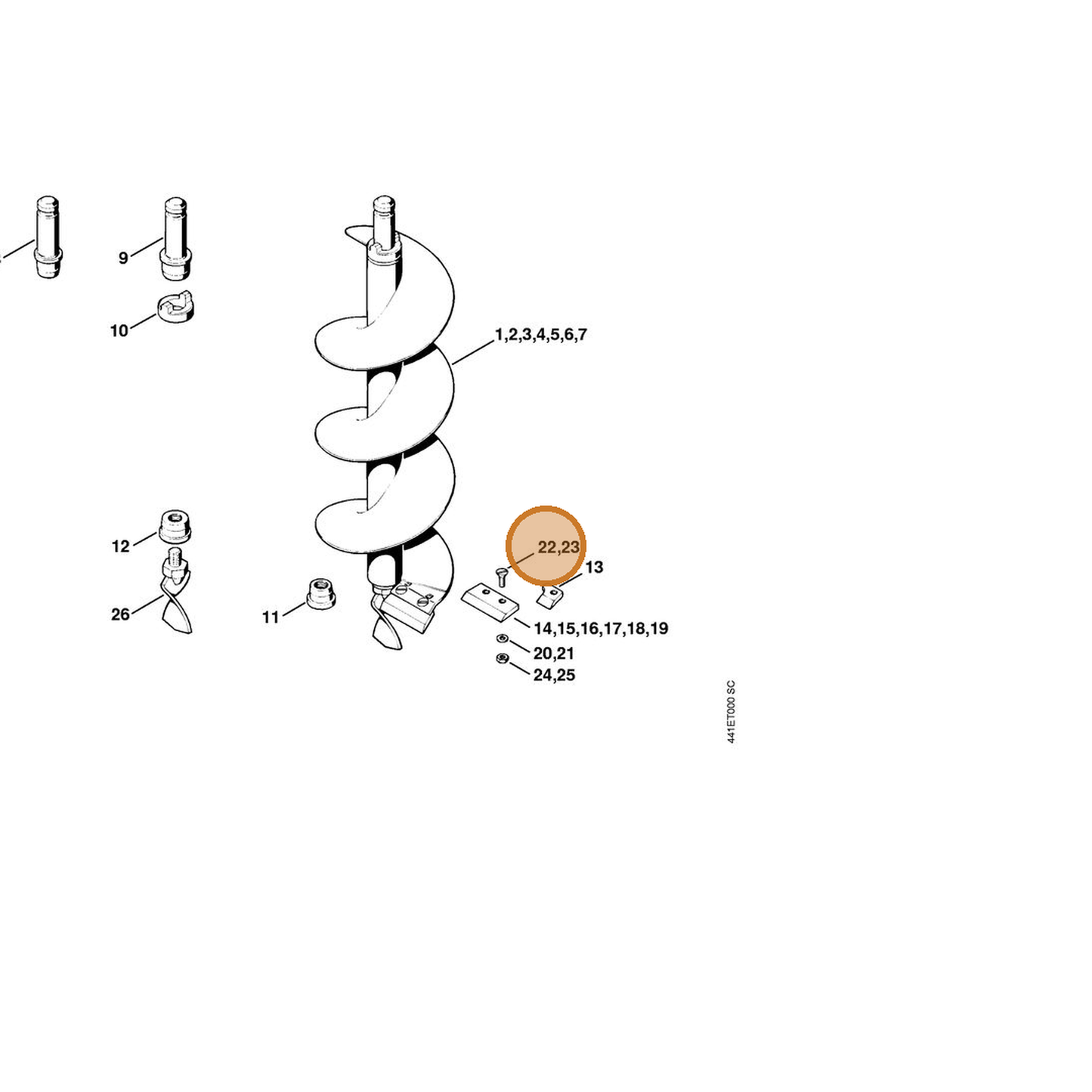 STIHL part 9057-068-1830 — IPL diagram snippet (6x zoom, amber highlight)