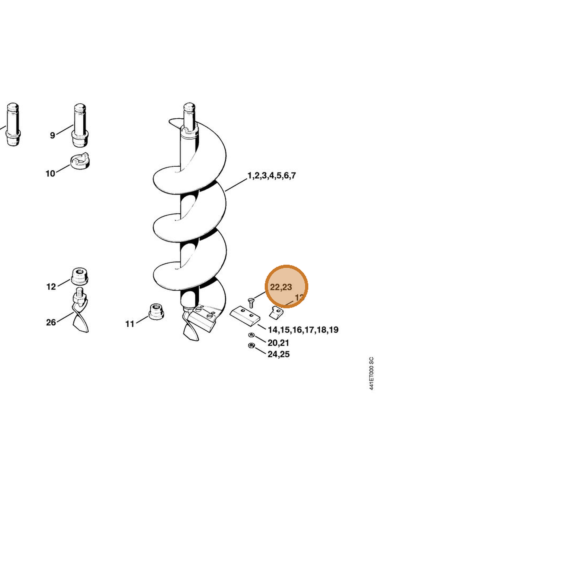 STIHL part 9057-068-2390 — IPL diagram snippet (6x zoom, amber highlight)