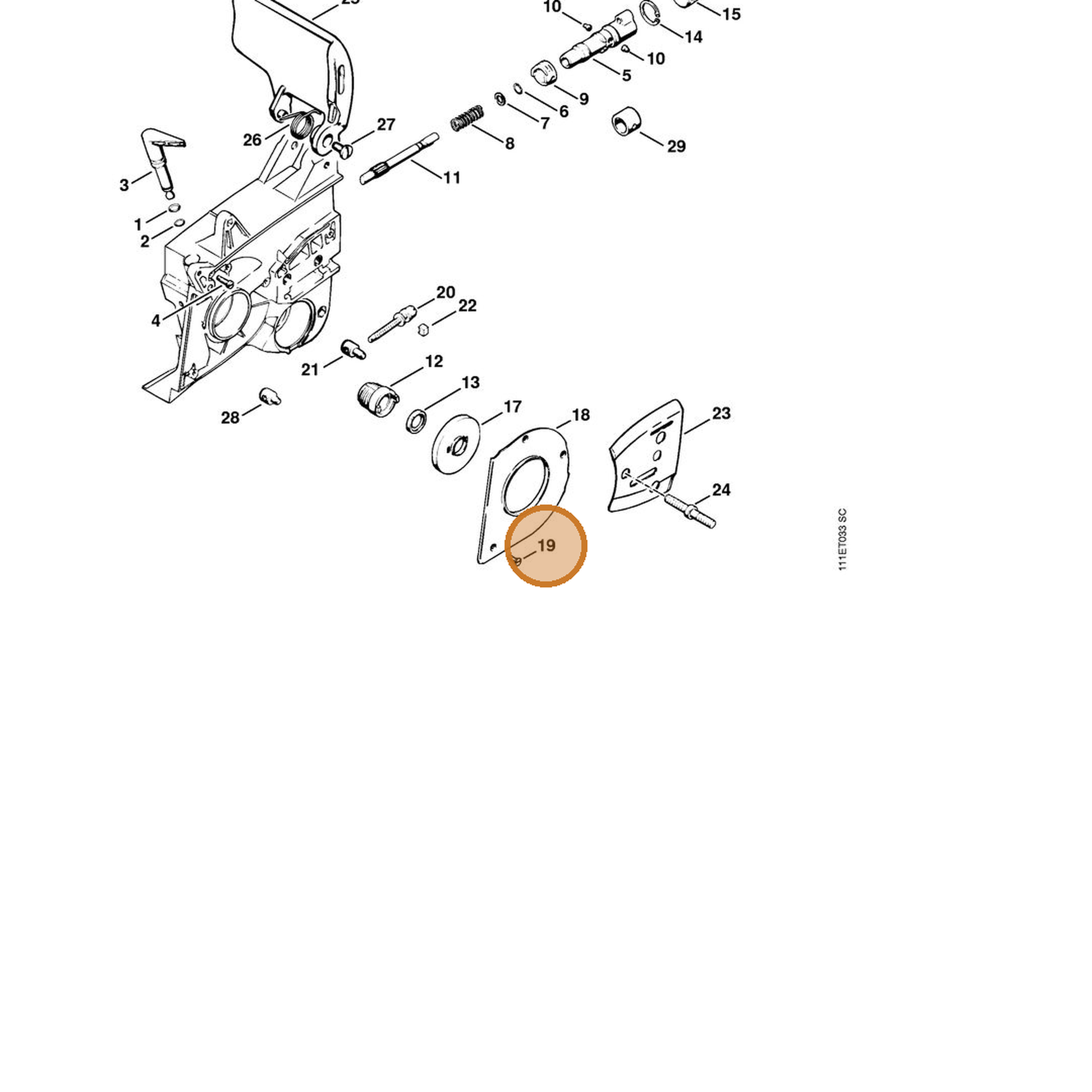 STIHL part 9062-319-0650 — IPL diagram snippet (6x zoom, amber highlight)