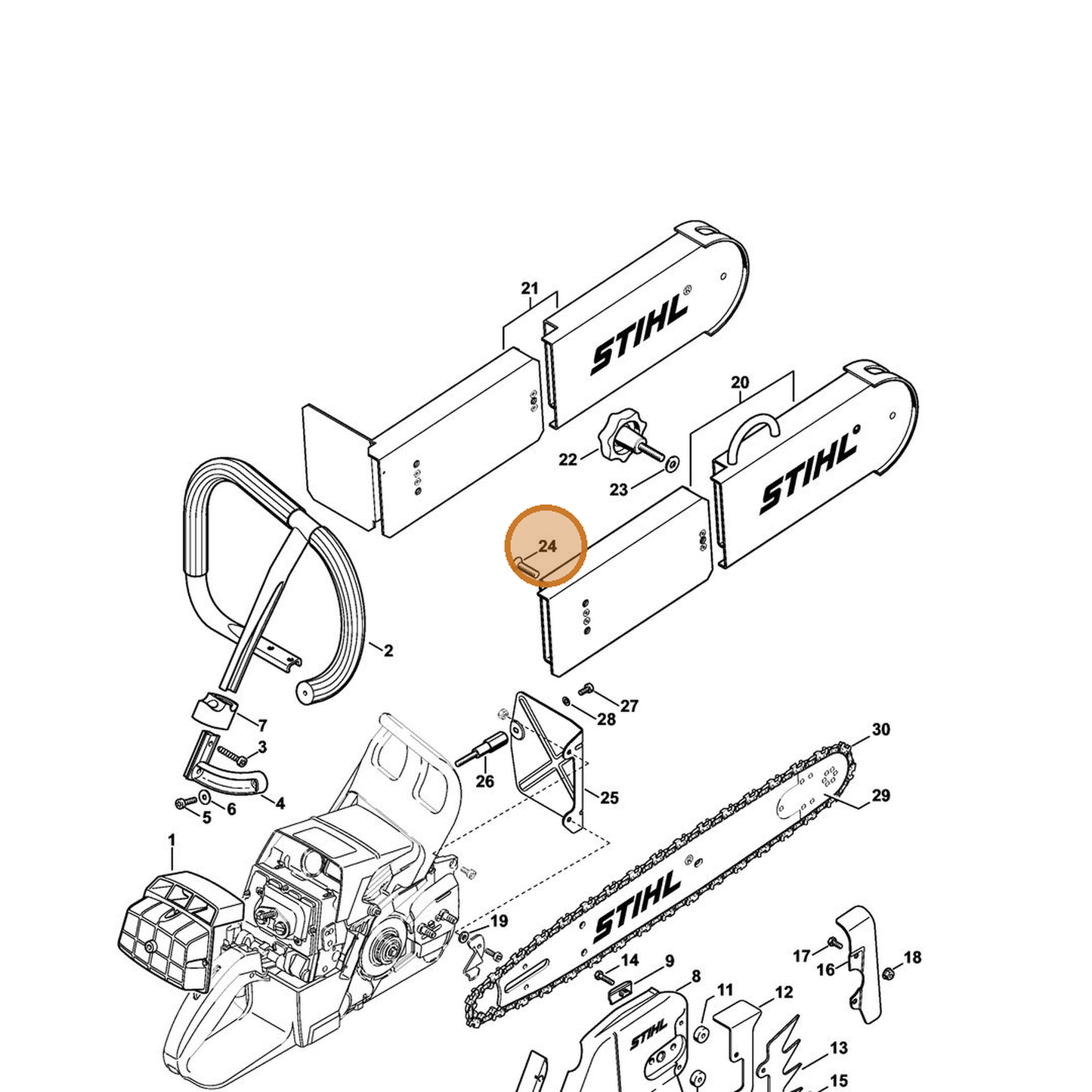 STIHL part 9064-341-1860 — IPL diagram snippet (6x zoom, amber highlight)