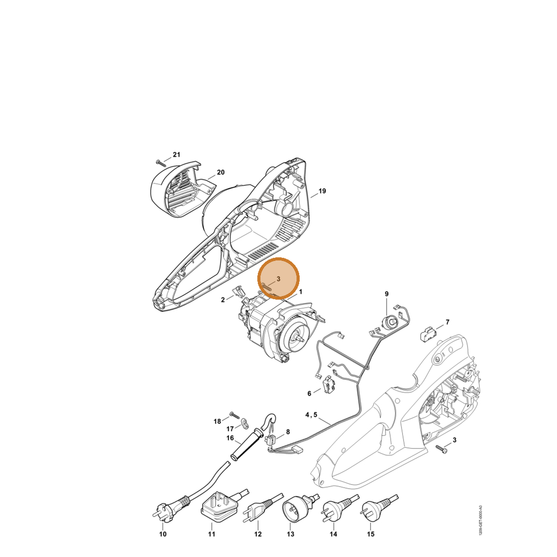 STIHL part 9074-477-4128 — IPL diagram snippet (6x zoom, amber highlight)