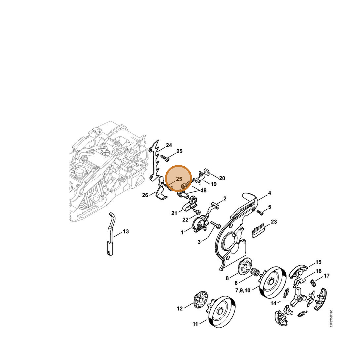 STIHL part 9074-477-4130 — IPL diagram snippet (6x zoom, amber highlight)