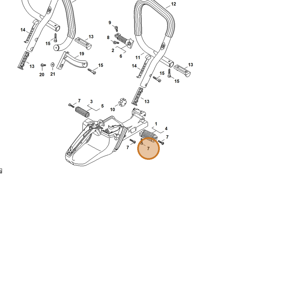 STIHL part 9074-477-4135 — IPL diagram snippet (6x zoom, amber highlight)