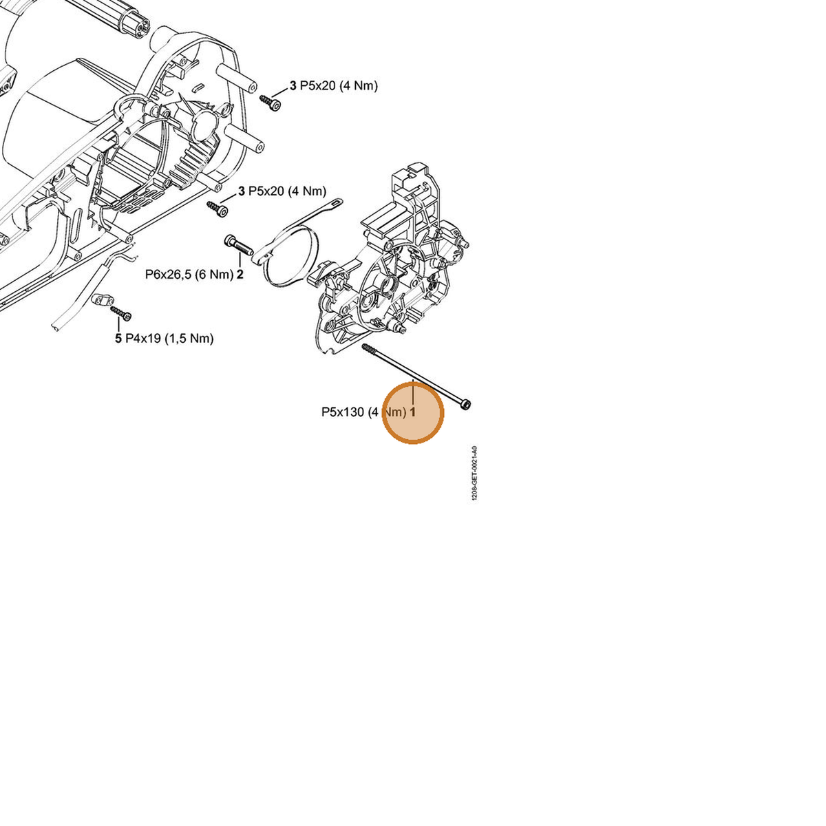 STIHL part 9074-477-4370 — IPL diagram snippet (6x zoom, amber highlight)