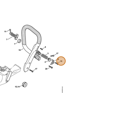 STIHL part 9074-477-4438 — IPL diagram snippet (6x zoom, amber highlight)