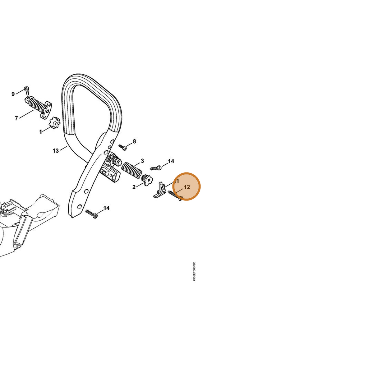 STIHL part 9074-477-4448 — IPL diagram snippet (6x zoom, amber highlight)