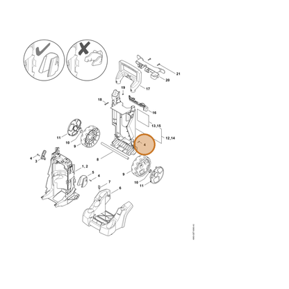 STIHL part 9074-478-4129 — IPL diagram snippet (6x zoom, amber highlight)