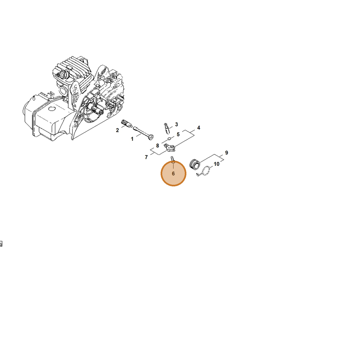 STIHL part 9074-478-4130 — IPL diagram snippet (6x zoom, amber highlight)