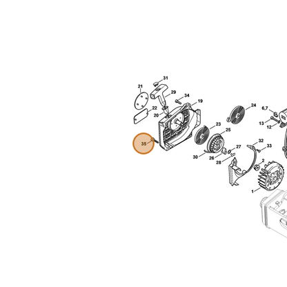 STIHL part 9074-478-4135 — IPL diagram snippet (6x zoom, amber highlight)