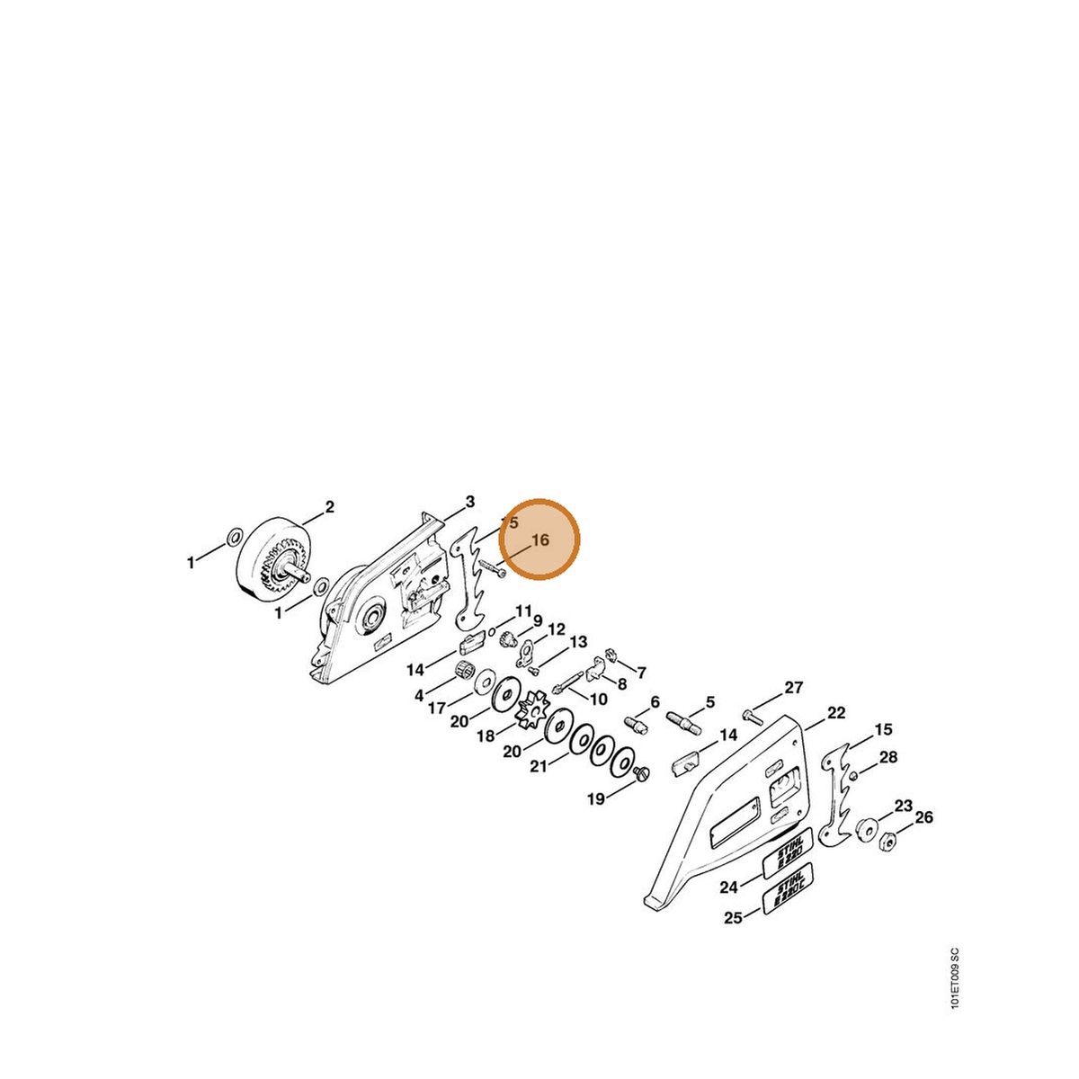STIHL part 9074-478-4145 — IPL diagram snippet (6x zoom, amber highlight)