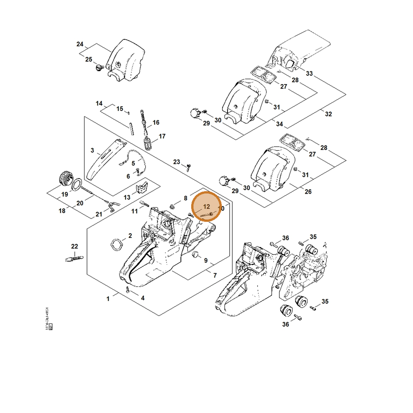 STIHL part 9074-478-4425 — IPL diagram snippet (6x zoom, amber highlight)